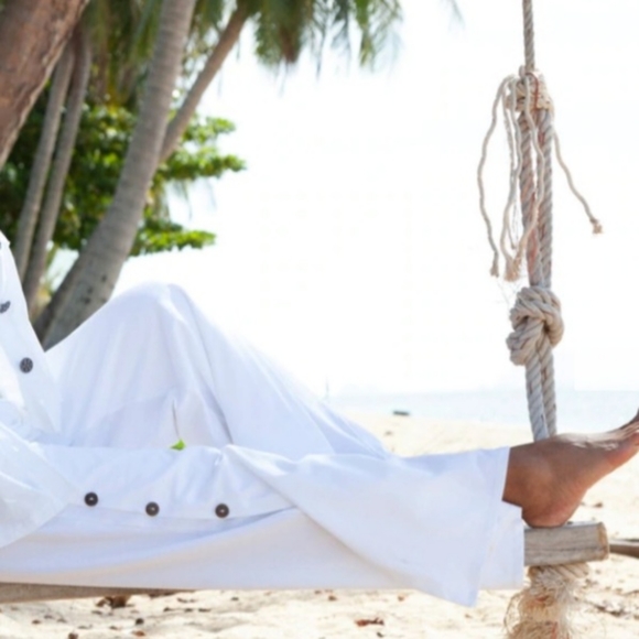 NWOT NEON BUDDA "IDEAL" ANKLE PANTS Side Buttons Size M White - Picture 5 of 8